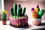 Placeholder: cacti birthday cake in a modern kitchen in sunshine