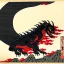 Placeholder: Dragon noir aux yeux rouges , hokusai