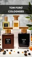 Placeholder: Professionally designed image of all kinds of Tom Ford brand colognes in an attractive and special background and the elements used in their creation.