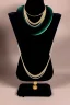 Placeholder: dark green velvet Necklace Mannequin Stand on a luxury table