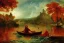 Placeholder: The mythical red River Styx leading to Hades and the Underworld, Charon, Impressionist painting, fine detail, high quality, masterpiece