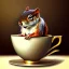 Placeholder: squirrel drinking warm tea surfing waves on a teacup