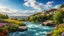 Placeholder: desktop wallpaper ,Turkey istanbul ,country side wavy rocky river ,wild flowers,blue sky nice clouds,