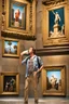 Placeholder: Show David in a role reversal situation, such as him being a tourist admiring other famous artworks or statues in a museum, with a guidebook in hand.