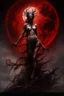 Placeholder: A dramatic digital painting portraying a horror monster under the Red Moon, veins pulsing, claws of temptation visible, soul in turmoil. In the style of Luis Royo and Boris Vallejo and Giger, vivid colors, swirling brushstrokes, highly detailed, 8k resolution, surrealistic., juicy emotions, painting, gloomy fantasy, gloomy day, dark world, portrait, oil and graphite, wide strokes, a weaving frame around, by Ryohei Hase, Agnes Cecile, Raymond Swanland, Anne Bachelier