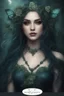 Placeholder: Dark green hair, elven crown, roses emerald, Water lilies, long hair lotus ,night, Fairy princess rapunzel hair ,queen crown, dragonflies fireflies ,elven tiara ,flowers, fairy wings, gothic, dark green ,fairy crown,butterflies