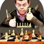 Placeholder: Shooter McGavin from Happy Gilmore playing chess against Donkey Kong in the style of Hieronymus Bosch