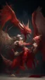 Placeholder: red dragon fighting an angel