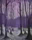 Placeholder: A purple winter forest painted by Frida Kahlo