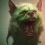 Placeholder: Dog, monster, green, horror, teeth, gore, blood, masterpiece, expert, 8K, hyperrealism, sharp focus, cinematic lighting