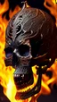 Placeholder: A beautiful highly detailed ornate intricate portrait of a flaming demon skull made of shiny obsidian glass :: reflective, glassy :: subtractive lighting, backlit :: by John William Waterhouse, Greg Rutkowski, HR Giger :: hyperrealistic, hyper detailed, photorealistic :: epic, incredible composition, amazing depth, meticulously composed, 16k resolution concept art :: fantasy magazine cover art