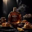 Placeholder: social media ad post for boss brand royal perfume .steam in the background. dramatic on rock cinematic croissant .cinematic,8k high cualitcy