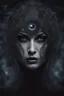 Placeholder: mystical weird creature crepy female from fog with dark shiny eyes looking at you, mystic dark matter, dark evil energy, Fibonacci sequence, dark shadows, black, grey dark colors, etheral, mist, esoteric, mystic dark sky, surreal, sensitive, sinister, dark fantasy, space between the living and the dead, crepy surreal mood, splash art, cinematic, 3d, intricately detailed, smoke, crepy stunning