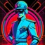 Placeholder: draw a retrofuturism spy in neon colors
