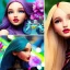 Placeholder: Dove Cameron's highly detailed beautiful face, meticulously detailed multi-hued hair; Happy Meal, cheeseburger, fries, cyberpunk, digital painting, artstation, smooth, sharp focus, flowing, illustration, art by Lisa Frank, artgerm, Greg Rutkowski, Alphonse Mucha and William-Adolphe Bouguereau, cyberpunk, Unreal Engine 5