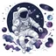 Placeholder: singular white astronaut helmet filled with galaxy, minimalist, clean, high resolution, ,minimalist background