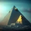 Placeholder: A pyramid rising into the sky on invisible fins, deviantart, Photorealistic, polychromatic, geometric, filmic, complex, Photography, Nikon D850, HDR, 64 megapixels, IMAX, 8k resolution