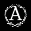 Placeholder: 2 branches(crossed at bottom, arching upward in a wreath, delicate linework, romantic), Letter A in Middle or wreath, sharp image, white vector on black background