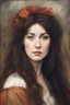 Placeholder: Portrait of Kate Bush in John William Waterhouse painting style
