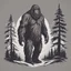 Placeholder: ector Sasquatch design, Craft a minimalist Sasquatch design with clean lines and simple yet striking graphics. Focus on a monochromatic or limited color palette for a modern, understated look