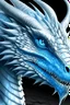 Placeholder: dragón blanco, ojos azul puro, enorme