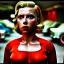 Placeholder: Ultra Realistic retro sci-fi movie Supermarket parking people scene, 1960 year, waist up view portrait, 2 clones blonde women, sweet scarlet Johansson face, perfect iris, glow eyes, face makeup, tight latex coat. many people looking, Retro sci-fi style, soft color, highly detailed, unreal engine 5, ray tracing, RTX, lumen lighting, ultra detail, volumetric lighting, 3d, finely drawn, high definition, high resolution.