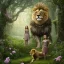 Placeholder: Young beautiful girl wearing floral crown next to a stunning lion on nature forest path, Chronicles of Narnia, 8k resolution, high-quality, fine-detail, iridescent, intricate, digital art, detailed matte, volumetric lighting, beautiful, illustration, 3D octane render, brian froud, howard lyon, selina french, anna dittmann, annie stokes, lisa parker, greg rutowski,