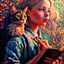 Placeholder: captivating and inspiring cinematic poster that features a young, determined girl and her brave Siamese cat. The girl, with her flowing hair, gazes intently ahead, clutching her sketchbook close to her chest. Her loyal feline companion, perched on her shoulder, looks ahead with unwavering confidence. The artistic style masterfully combines pointillism, realism, and fauvism, resulting in a visually striking blend of bold colors and intricate details. The background showcases a vibrant cityscape w