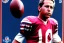 Placeholder: Full view Joe Biden as a football player wearing a helmet trading card packet helmet, NFL logo, fleer 1975