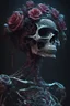 Placeholder: a chaotic goddess of death skeleton as a heroine, intricate, elegant skull black rose s day of the dead atmospheric, dramatic, Trending on artstation. augmentations and cybernetic enhancements neon circuits, greg rutkowski , hyperrealist, cinema4D, 8k, highly detailed
