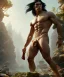 Placeholder: native american warrior, long black hair, standing on top of shattered glass, big muscles, loincloth, shirtless, 8k resolution concept art portrait by Greg Rutkowski