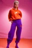 Placeholder: year 1994 women fashion. Karjalainen kuvio, Karjala, "summer combat suit trouser" with low waist, baggy, Combat pants, t-shirt and interesting hoodie with high tippet integrated to bolero. Colors: denim blue, blue, purple, khaki, "pastel light green", lilac, plum, orange, terracotta, red, pink, dark blue, beige. Women models. Starling pattern prints.Jennifer Lopez, Gwyneth Paltrow. intgrated bag. Big tennis shoes on. Cargo pants.