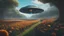 Placeholder: An UFO flying above flower ground, outer space, vanishing point, super highway, high speed, digital render, digital painting, beeple, noah bradley, cyril roland, ross tran, trending on artstation