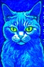 Placeholder: Porträt einer bösen Katze von Van Gogh blau grob,pastel theme