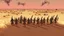 Placeholder: desert, comic style warriors from behind