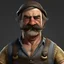 Placeholder: muscular mustached ugly fisherman with apron and mutton chops realistic digital art