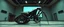 Placeholder: in the style of Escher and Giger and Fallout 4, pinhole cam, airbrush 3d rendering, on tv screen:A five-second cinematic single take in a clean industrial presentation hall. A bizarre mechanically plausible tracked atv machine stands beside a presentation podium, designed to look like a giant mechanical praying mantis. Two large bicycle wheels form its main body and four thin articulated mechanical legs support it. Two long folded mechanical front arms resemble mantis forelegs, huge head and arm