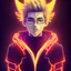 Placeholder:  neon anime boy badass logo with gold and silver phoenix