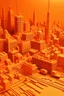 Placeholder: An orange colored city with a construction zone painted by Zosan