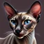 Placeholder: beautiful blue eyed, tall ,long legged, slender, elegant, sophisticated, sphynx-like chocolate point siamese cat expressionism pointillism style