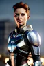 Placeholder: ultrarealistic, ruined city,__mass effect armor__, __angles__, 19 year old woman, strikingly beautiful, ginger hair, silver colour, [__starlets__|__starlets__], (pale __skincolor__ skin:1.2), __camera__, _hair_, detailed face and eyes, medium breasts, leather choker, freckles, dynamic pose, resolved expression, __accessory__, strappy outfit, (straps:1.1), sword in scabard on left hip, (buckles, buttons, snaps, rings:1.0), haltertop style breastplate, detailed eyes, plump lips, sci-fi theme