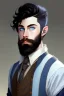 Placeholder: Black haired blue eyed freckled young male wizard in the style of aubrey beardsle