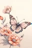 Placeholder: beautiful flowers and butterfly sketch art with space