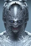 Placeholder: evil berserker, alien, tron, head, bitcoin eyes, 8k, finely detailed, dark light, photo realistic, hr giger