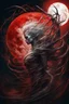 Placeholder: A dramatic digital painting portraying a figure under the Red Moon, veins pulsing, claws of temptation visible, soul in turmoil. In the style of Giger and Salvador Dali and Van Gogh, vivid colors, swirling brushstrokes, highly detailed, 8k resolution, surrealistic., by Ryohei Hase, Agnes Cecile, Raymond Swanland, Anne Bachelie