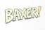 Placeholder: a drawing with sketch lead pencil, The word "BAXER" in yellow floating like a big sign, strong painting, strong expression, BAXER!, BAXER! write the word Baxer