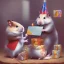 Placeholder: hamster and present with a card happy birthday written on it