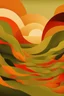 Placeholder: The Flatlands in 2D World; abstract art; Avocado Green, Harvest Gold, Coppertone, burnt orange; poppy red