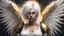 Placeholder: Punk, Angel, pregnant, portrait, white hair, golden wings, old canvas, torn cracks, mystical, fine rendering, high detail, 8K