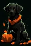 Placeholder: graphic Halloween, black dog, furry